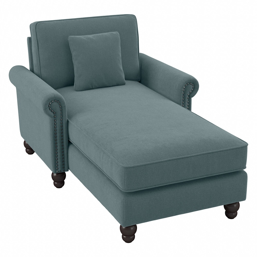 Bush Furniture Coventry Chaise Lounge With Arms, Turkish Blue Herringbone, Standard Delivery