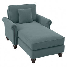 Load image into Gallery viewer, Bush Furniture Coventry Chaise Lounge With Arms, Turkish Blue Herringbone, Standard Delivery