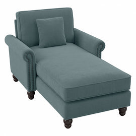 Bush Furniture Coventry Chaise Lounge With Arms, Turkish Blue Herringbone, Standard Delivery