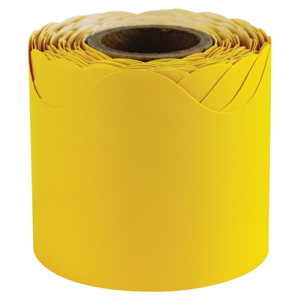 Carson-Dellosa Plain Continuous-roll Scalloped Border - (Scalloped Border) Shape - 2.25in Width x 432in Length - Yellow - 1 Roll