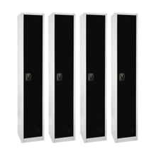Load image into Gallery viewer, Alpine AdirOffice 1-Tier Steel Lockers, 72inH x 12inW x 12inD, Black, Pack Of 4 Lockers