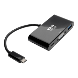 Tripp Lite USB C to VGA Multiport Adapter Converter w/ USB Hub PD Charging 1080p Black, Thunderbolt 3 Compatible, USB Type C, USB-C, USB Type-C - for Notebook/Tablet PC/Desktop PC/Smartphone