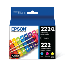 Load image into Gallery viewer, Epson 222XL Black/222 Claria Cyan; Magenta; Yellow High-Yield Ink Cartridges, Set Of 4 Cartridges, T222XL-BCS