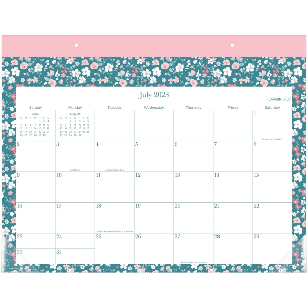 2023-2024 Cambridge Pippa Academic Monthly Desk Pad Calendar, 21-3/4in x 17in, July 2023 To June 2024, 1668-704A