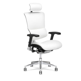 X-Chair X4 Ergonomic High-Back Bonded Leather Task Chair With Headrest, White