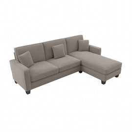 Bush Furniture Stockton 102inW Sectional Couch With Reversible Chaise Lounge, Beige Herringbone, Standard Delivery