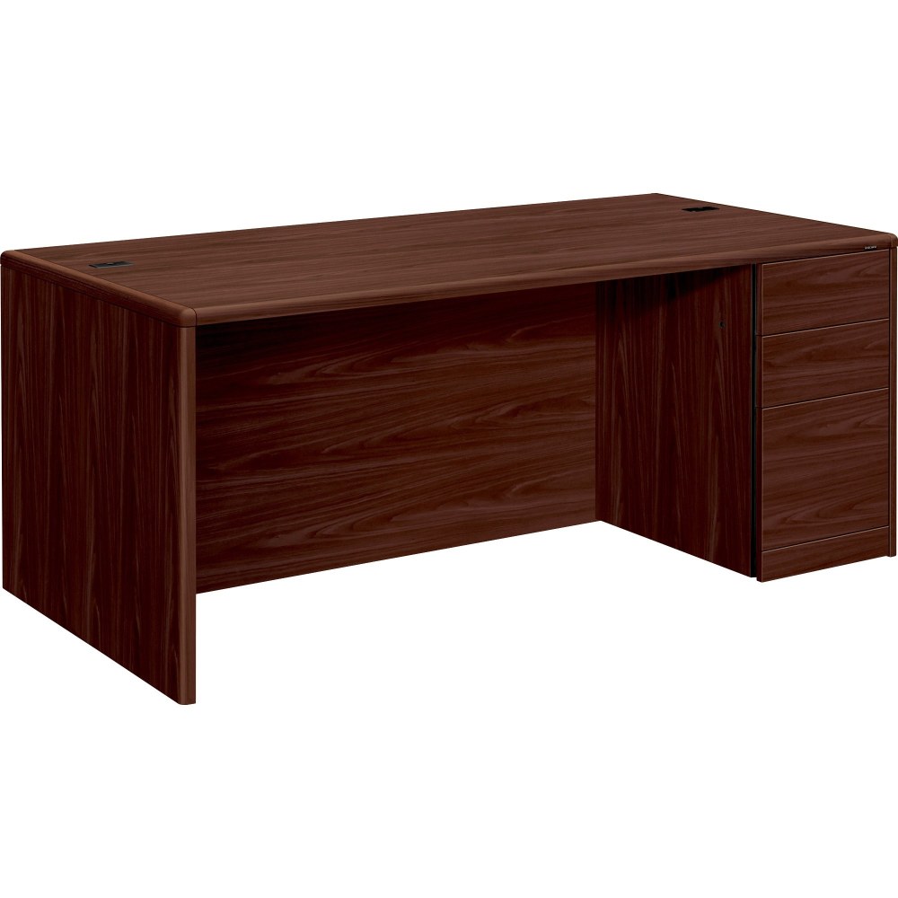 HON 10700 72inW U-Shaped Workstation Right Single-Pedestal Computer Desk, Mahogany