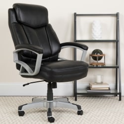 Flash Furniture Hercules Big & Tall Ergonomic LeatherSoft Faux Leather High-Back Swivel Office Chair, Black