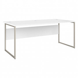 Bush Business Furniture Hybrid 72inW x 36inD Computer Table Desk With Metal Legs, White, Standard Delivery