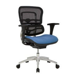 WorkPro 12000 Series Ergonomic Mesh/Premium Fabric Mid-Back Chair, Black/Sky, BIFMA Compliant
