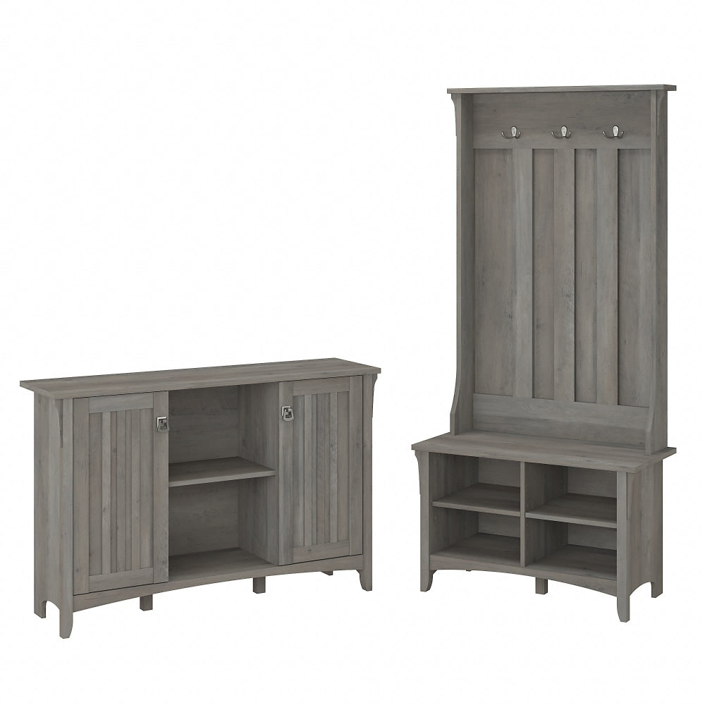 Bush Furniture Salinas Entryway Storage Set with Hall Tree/Shoe Bench and Accent Cabinet, Driftwood Gray, Standard Delivery