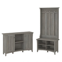Load image into Gallery viewer, Bush Furniture Salinas Entryway Storage Set with Hall Tree/Shoe Bench and Accent Cabinet, Driftwood Gray, Standard Delivery