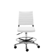 Load image into Gallery viewer, Eurostyle Axel Adjustable-Height Drafting Stool, White/Chrome