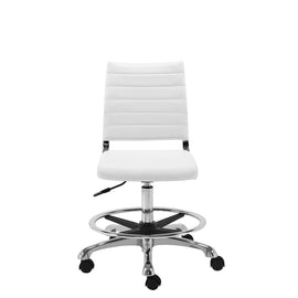 Eurostyle Axel Adjustable-Height Drafting Stool, White/Chrome
