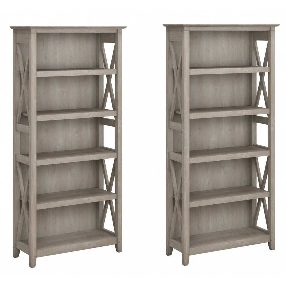 Bush Business Furniture Key West 66inH 5-Shelf Bookcase Set, Washed Gray, Standard Delivery