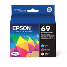 Load image into Gallery viewer, Epson 69 DuraBrite Ultra Cyan, Magenta, Yellow Ink Cartridges, Pack Of 3, T069520