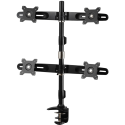 Amer Mounts Clamp Based Quad Monitor Mount for four 15in-24in LCD/LED Flat Panel Screens - Supports up to 17.6lb monitors, +/- 20 degree tilt, and VESA 75/100