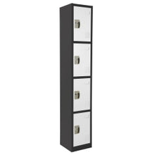 Load image into Gallery viewer, Alpine AdirOffice 4-Tier Steel Lockers, 72inH x 12inW x 12inD, Black/White, Pack Of 4 Lockers