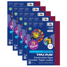 Load image into Gallery viewer, Pacon Tru-Ray Construction Paper, 9in x 12in, Burgundy, 50 Sheets Per Pack, Set Of 5 Packs