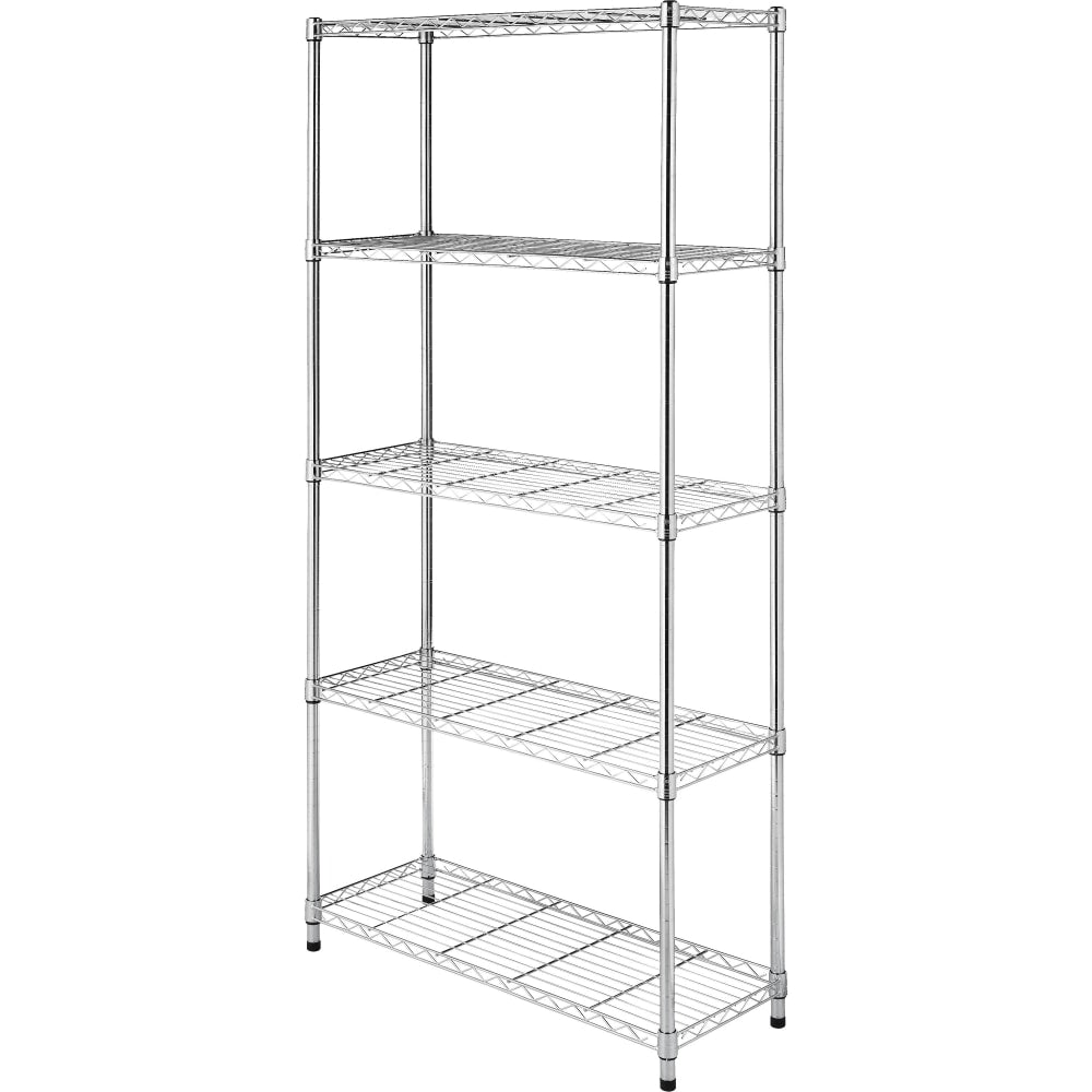 Whitmor 5-Tier Supreme Shelves - 5 Tier(s) - 72in Height x 36in Width x 14in Depth - Floor - Durable, Sturdy, Adjustable - Chrome - Steel - 1
