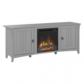 Bush Furniture Salinas Electric Fireplace TV Stand For 70in TVs, Cape Cod Gray, Standard Delivery