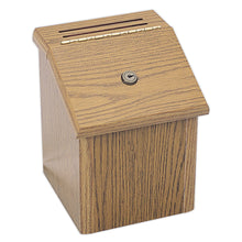 Load image into Gallery viewer, Safco Wood Locking Suggestion Storage Box, 9 3/4in x 7 3/4in x 7 3/4in, Medium Oak