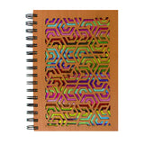 Inkology Laser Cut Journals, 5-7/8in x 8-1/4in, College Ruled, 192 Pages (96 Sheets), Rainbow Wood, Pack Of 6 Journals