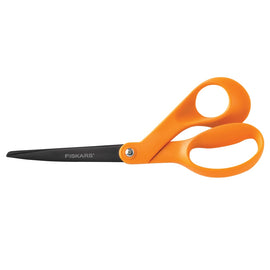 Fiskars Premium Non-Stick Scissors, 8in, Bent, Orange