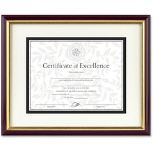 Load image into Gallery viewer, DAX Document &amp; Certificate Frame With Matte, 11in x 14in Frame, Matted For 8-1/2in x 11in, 50% Recycled, Mahogany/Gold