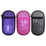 Inkology Glitter Oval Pencil Pouches, 5in x 9in, Assorted Colors, Pack Of 6 Pouches