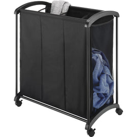 Whitmor Laundry Sorter - 16.5in Height x 28.5in Width x 30.8in Depth - Floor - Durable - Black - Plastic, Metal, Fabric - 1