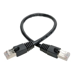Tripp Lite Cat6a Snagless Shielded STP Patch Cable 10G, PoE, Black M/M 1ft