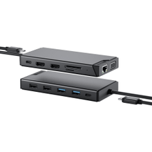 Load image into Gallery viewer, Alogic USB-C 12-in-1 Dual Display Mini Dock - MV2 - for Notebook - SD, microSD - 100 W - USB Type A, USB Type C - 3 Displays Supported - 1920 x 1080 - 3 x USB Type-A Ports - USB Type-A - USB Type-C - Network (RJ-45) - 1 x HDMI Ports - HDMI - VGA