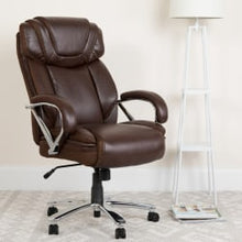 Load image into Gallery viewer, Flash Furniture Hercules LeatherSoft Faux Leather High-Back Big &amp; Tall Ergonomic Office Chair, Brown/Gray