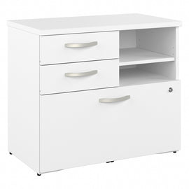 Bush Business Furniture Hybrid 17inD Vertical File Cabinet With Drawers and Shelves, White, Delivery