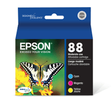 Load image into Gallery viewer, Epson 88 DuraBrite Ultra Cyan, Magenta, Yellow Ink Cartridges, Pack Of 3, T088520-S