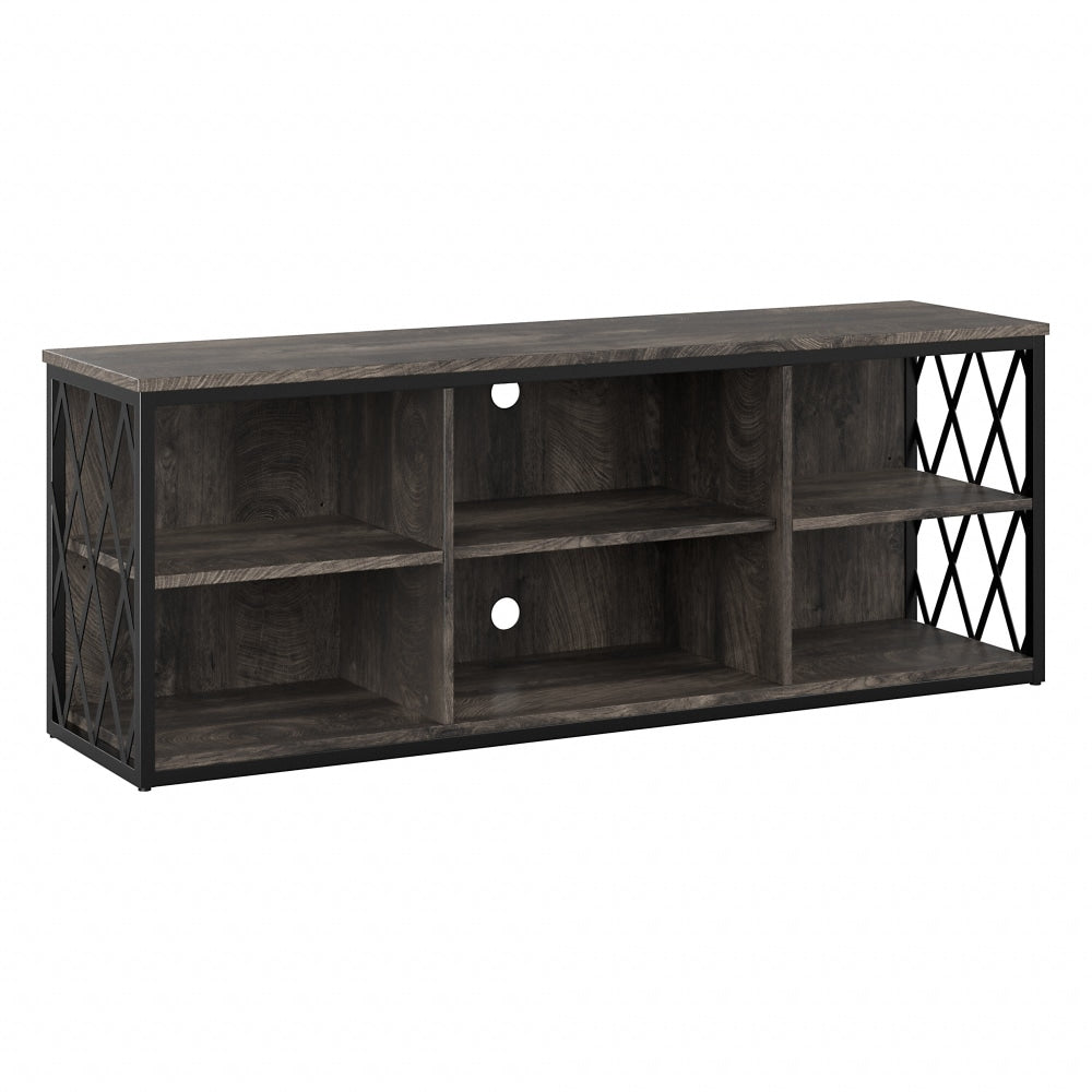 kathy ireland Home by Bush Furniture City Park 60inW Industrial TV Stand for 70in TVs, Dark Gray Hickory, Standard Delivery
