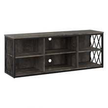 Load image into Gallery viewer, kathy ireland Home by Bush Furniture City Park 60inW Industrial TV Stand for 70in TVs, Dark Gray Hickory, Standard Delivery