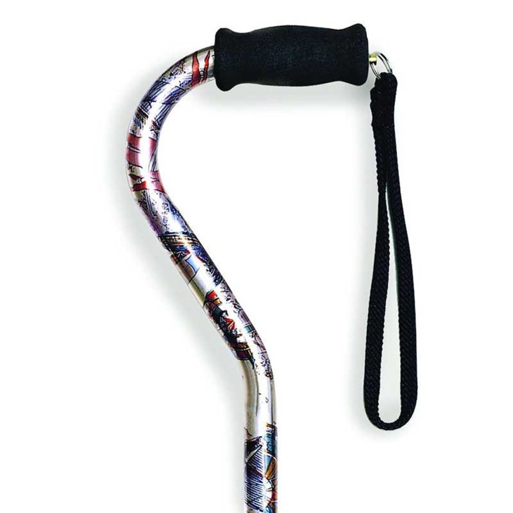 Alex Orthopedic Offset Handle Aluminum Cane, 31in-40in, Compass Rose