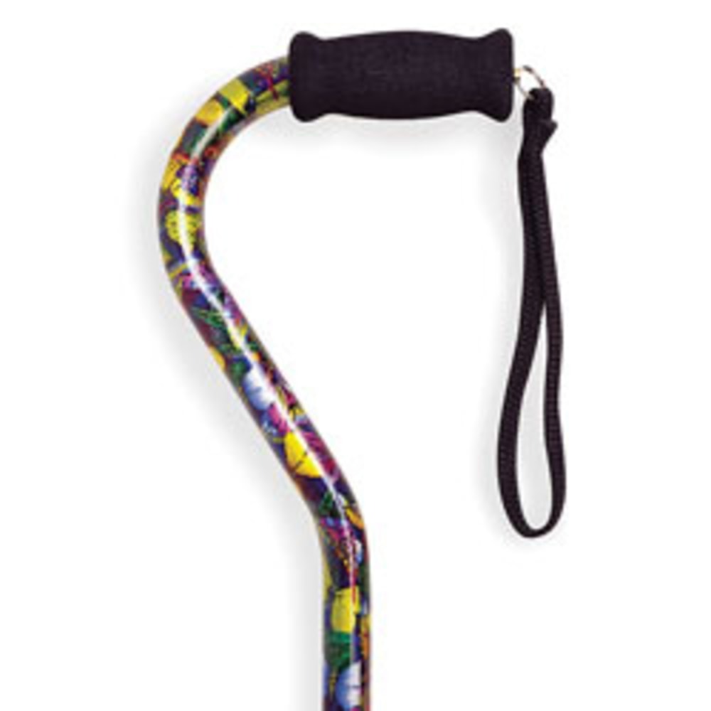 Alex Orthopedic Offset Handle Aluminum Cane, 31in-40in, Butterfly