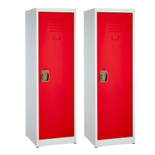 Load image into Gallery viewer, Alpine 1-Tier Steel Lockers, 48inH x 15inW x 15inD, Red, Set Of 2 Lockers