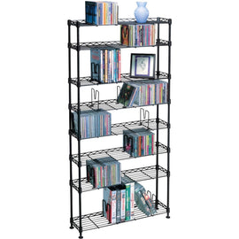 Atlantic 8 Tier Adjustable Multi-Media Storage Rack, Black Steel