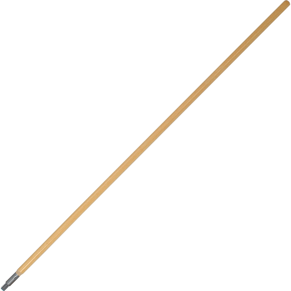 Genuine Joe Metal Tip Wooden Handle - 60in Length - 1.13in Diameter - Woodgrain, Brown - Wood, Metal - 6 / Carton