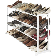 Load image into Gallery viewer, Whitmor White Resin 20 Pair Shoe Rack - 40 x Shoes - 18.8in Height x 35.8in Width x 9in Depth - Durable - White - Resin