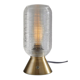 Adesso Isaac Table Lantern, 11-1/2inH, Smoked Glass Shade/Antique Brass Base