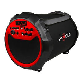 Axess Portable Indoor/Outdoor Bluetooth Cylinder 2.1 Speaker, Red/Black