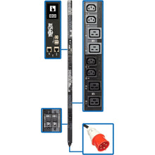 Load image into Gallery viewer, Tripp Lite 27.7kW 3-Phase Switched PDU - 12 C13 &amp; 12 C19 Outlets, IEC 309 63A Red, 0U, Outlet Monitoring, TAA - Power distribution unit (rack-mountable) - 40 A - AC 380/400 V - 27.7 kW - 3-phase - USB, Ethernet 10/100/1000