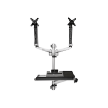 Load image into Gallery viewer, StarTech.com Wall Mounted Computer Workstation - Premium - Articulating Dual Monitor Arm - Keyboard Arm - Wall Mount Sit Stand Desk - Compact wall mounted computer workstation for dual monitors up to 30in (up to 19.8lb/9kg per display