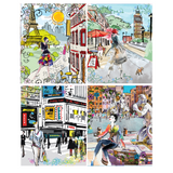 Inkology 2-Pocket Portfolios, 11-3/4in x 9-1/2in, Letter Size, Cities, Pack Of 24 Portfolios