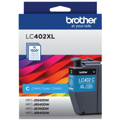 Brother LC402XL Cyan High-Yield Ink Cartridge, LC402XLC
